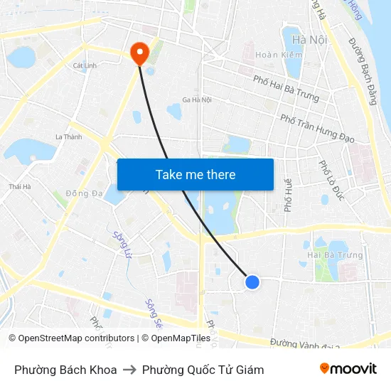 Phường Bách Khoa to Phường Quốc Tử Giám map