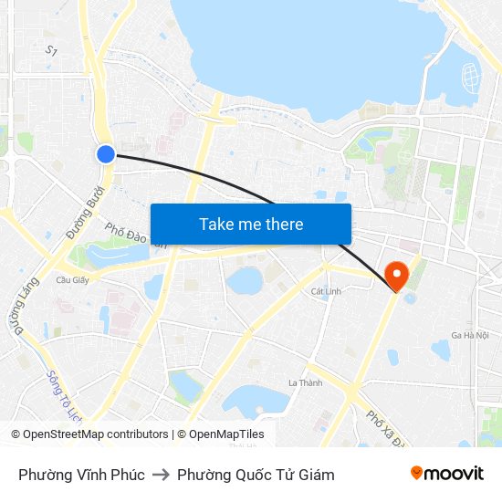 Phường Vĩnh Phúc to Phường Quốc Tử Giám map