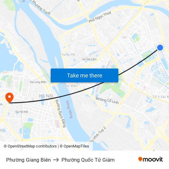 Phường Giang Biên to Phường Quốc Tử Giám map