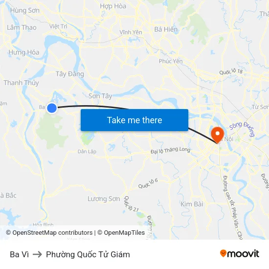 Ba Vì to Phường Quốc Tử Giám map
