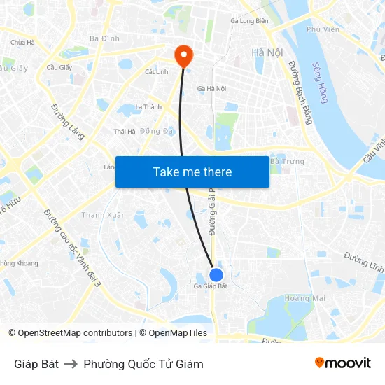 Giáp Bát to Phường Quốc Tử Giám map