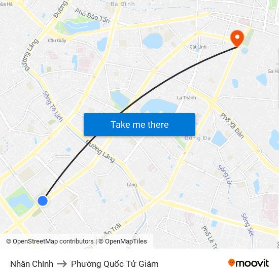 Nhân Chính to Phường Quốc Tử Giám map