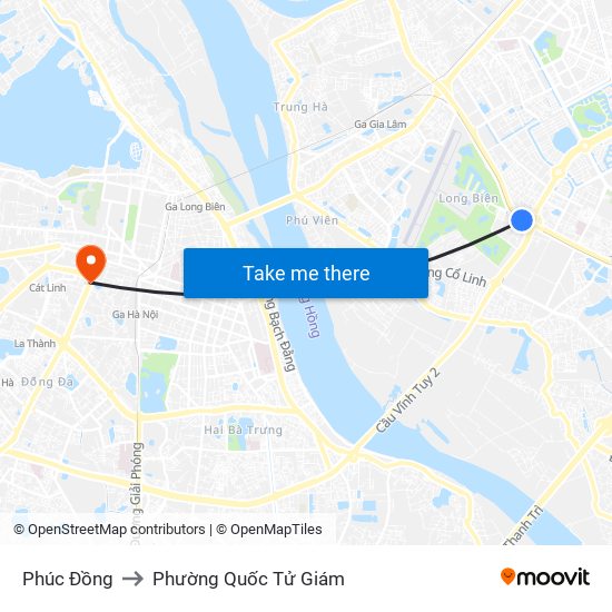 Phúc Đồng to Phường Quốc Tử Giám map