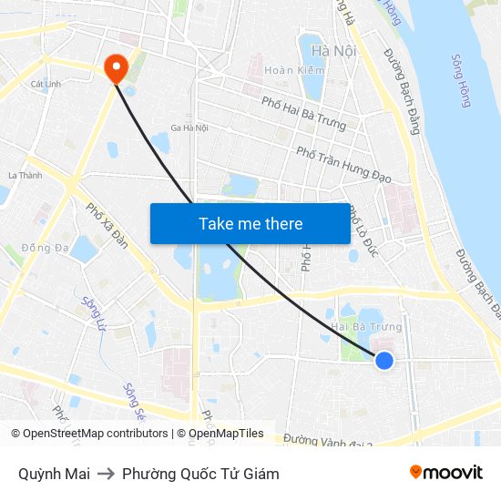 Quỳnh Mai to Phường Quốc Tử Giám map