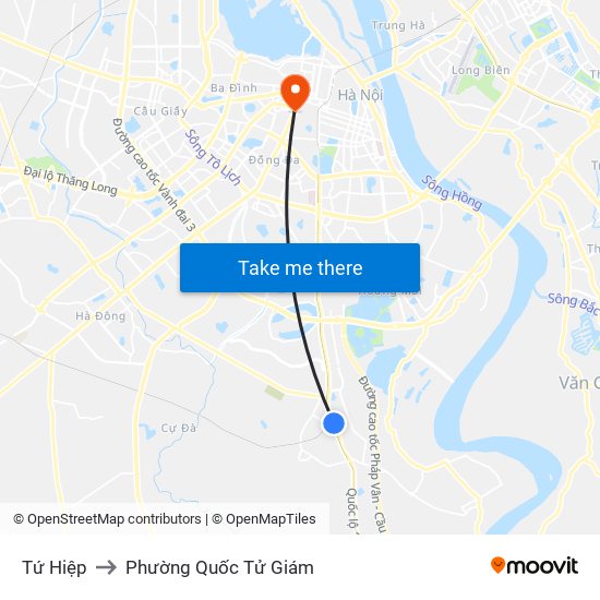 Tứ Hiệp to Phường Quốc Tử Giám map