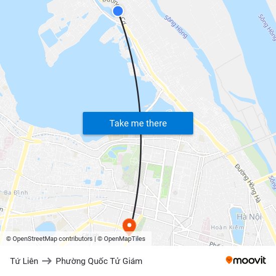 Tứ Liên to Phường Quốc Tử Giám map