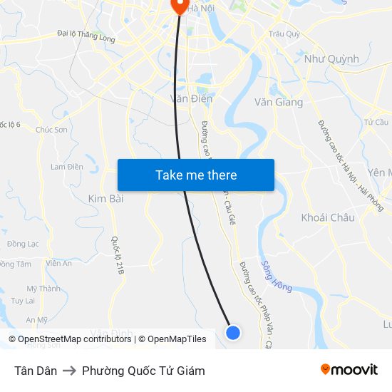 Tân Dân to Phường Quốc Tử Giám map