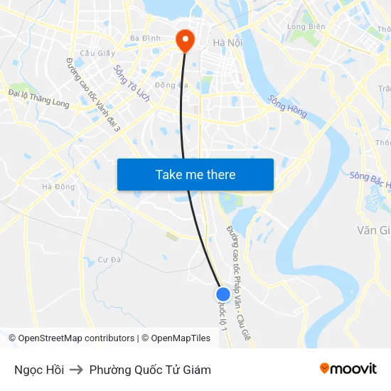 Ngọc Hồi to Phường Quốc Tử Giám map