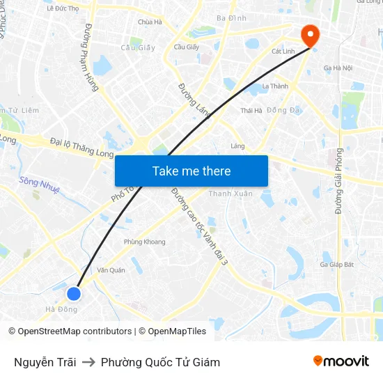 Nguyễn Trãi to Phường Quốc Tử Giám map