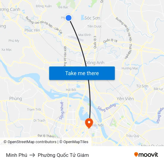 Minh Phú to Phường Quốc Tử Giám map