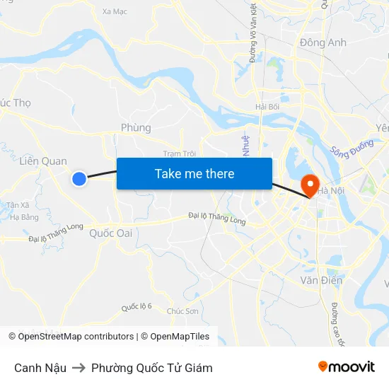 Canh Nậu to Phường Quốc Tử Giám map