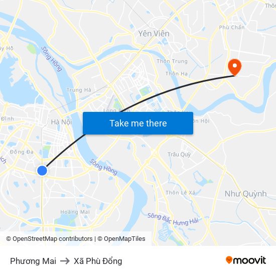 Phương Mai to Xã Phù Đổng map