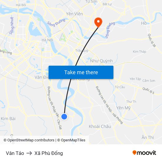 Vân Tảo to Xã Phù Đổng map