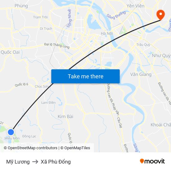 Mỹ Lương to Xã Phù Đổng map