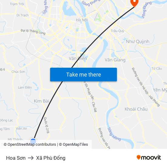 Hoa Sơn to Xã Phù Đổng map