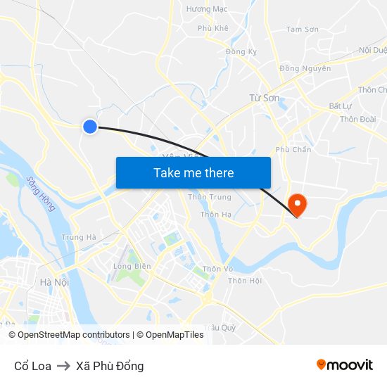 Cổ Loa to Xã Phù Đổng map