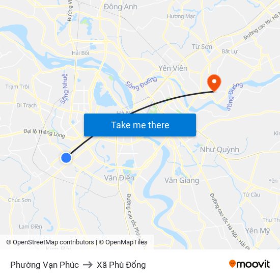 Phường Vạn Phúc to Xã Phù Đổng map