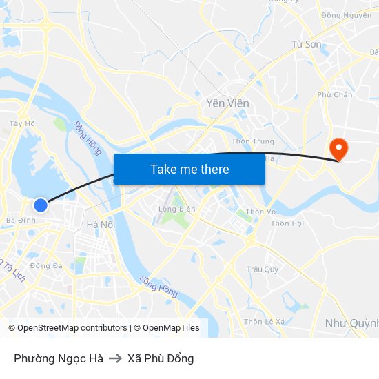 Phường Ngọc Hà to Xã Phù Đổng map