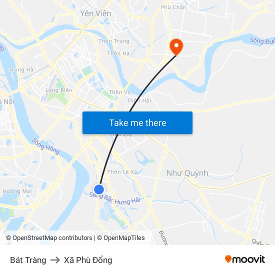 Bát Tràng to Xã Phù Đổng map