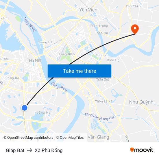 Giáp Bát to Xã Phù Đổng map