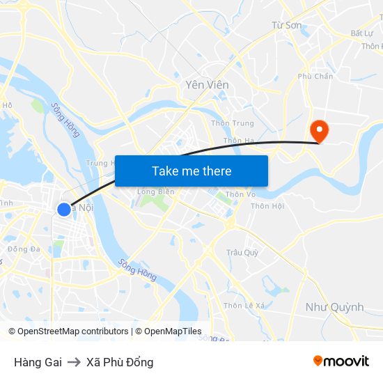 Hàng Gai to Xã Phù Đổng map