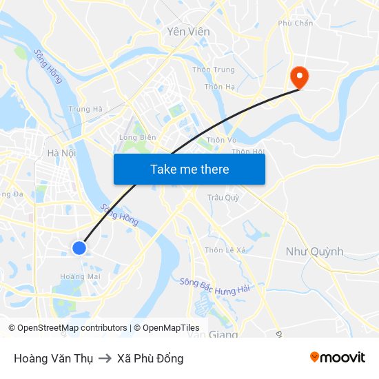 Hoàng Văn Thụ to Xã Phù Đổng map