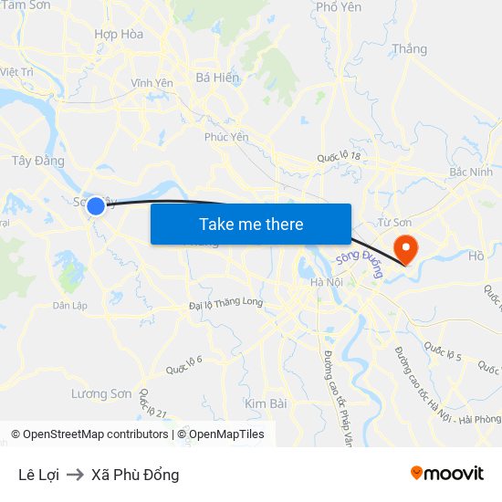 Lê Lợi to Xã Phù Đổng map