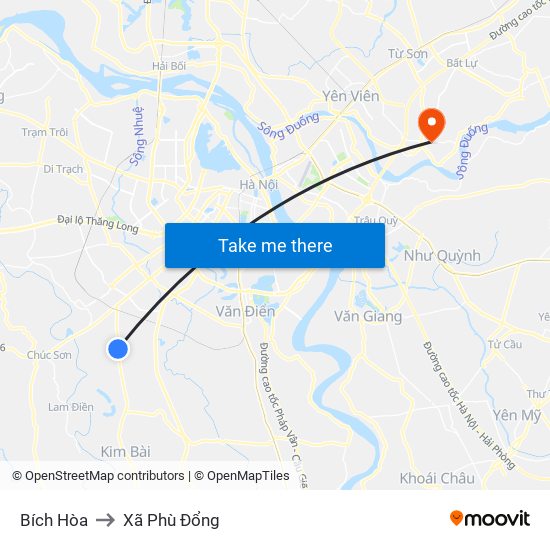 Bích Hòa to Xã Phù Đổng map