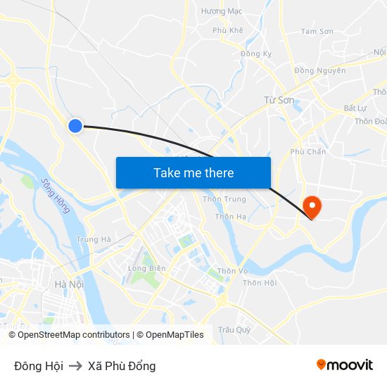 Đông Hội to Xã Phù Đổng map