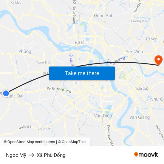 Ngọc Mỹ to Xã Phù Đổng map