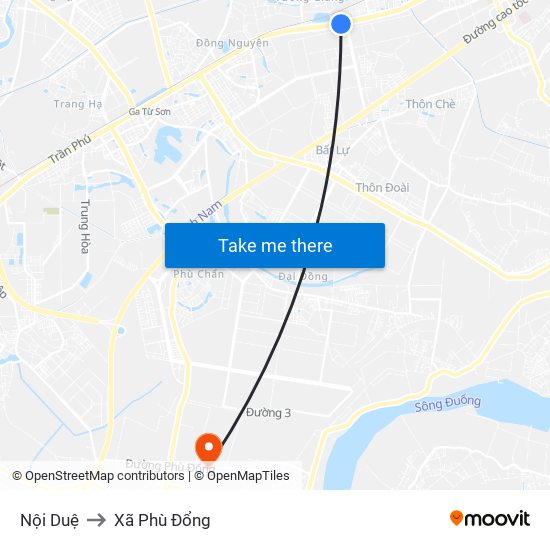 Nội Duệ to Xã Phù Đổng map