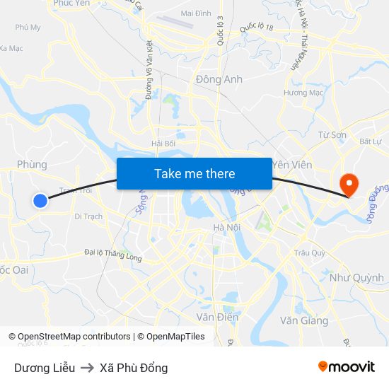 Dương Liễu to Xã Phù Đổng map