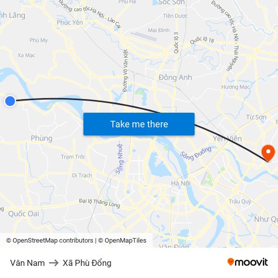 Vân Nam to Xã Phù Đổng map