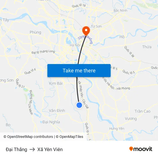 Đại Thắng to Xã Yên Viên map