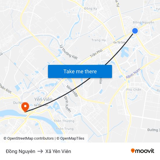 Đồng Nguyên to Xã Yên Viên map