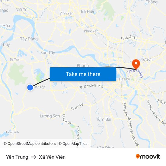 Yên Trung to Xã Yên Viên map