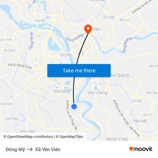 Đông Mỹ to Xã Yên Viên map