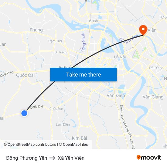 Đông Phương Yên to Xã Yên Viên map