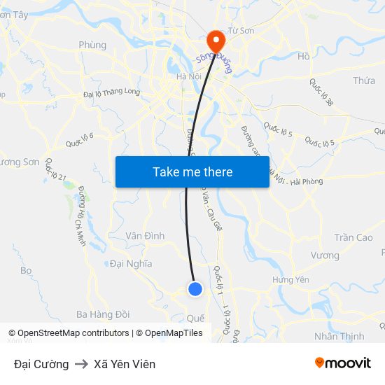 Đại Cường to Xã Yên Viên map