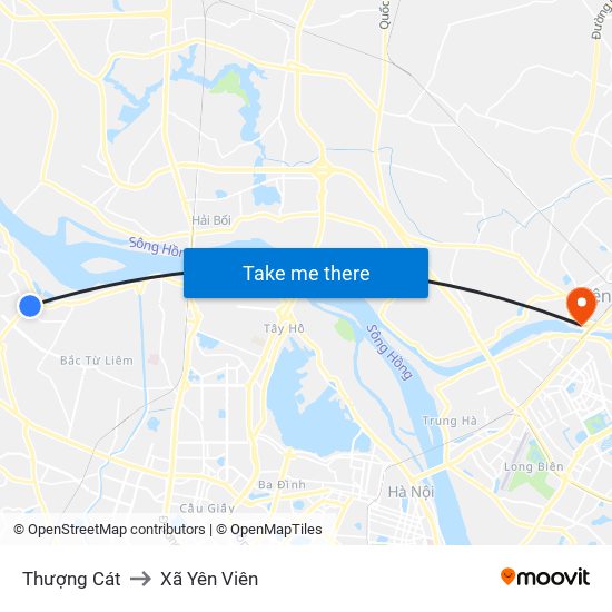 Thượng Cát to Xã Yên Viên map