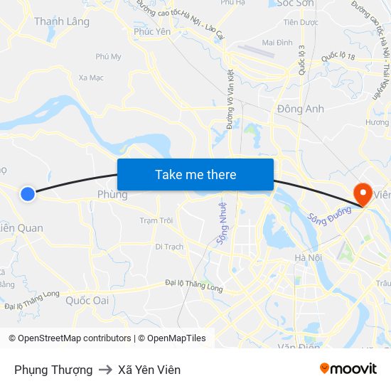 Phụng Thượng to Xã Yên Viên map