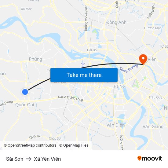 Sài Sơn to Xã Yên Viên map