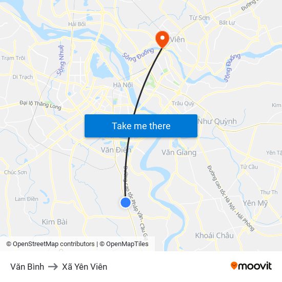 Văn Bình to Xã Yên Viên map