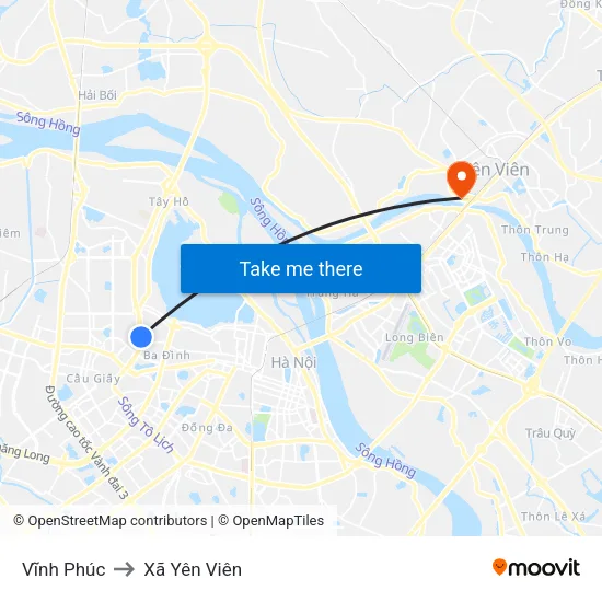 Vĩnh Phúc to Xã Yên Viên map