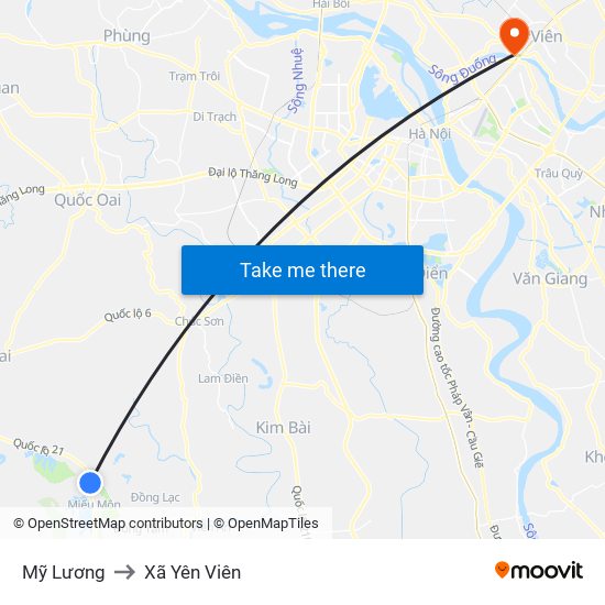 Mỹ Lương to Xã Yên Viên map