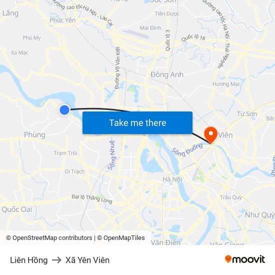 Liên Hồng to Xã Yên Viên map