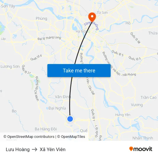 Lưu Hoàng to Xã Yên Viên map