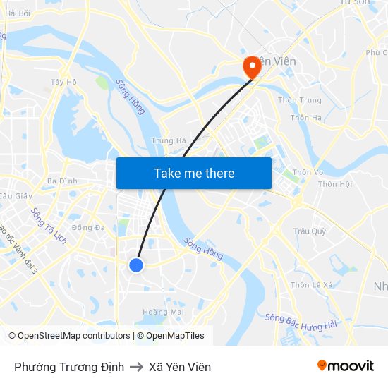 Phường Trương Định to Xã Yên Viên map