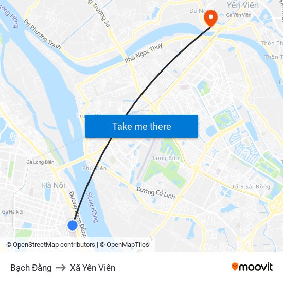 Bạch Đằng to Xã Yên Viên map