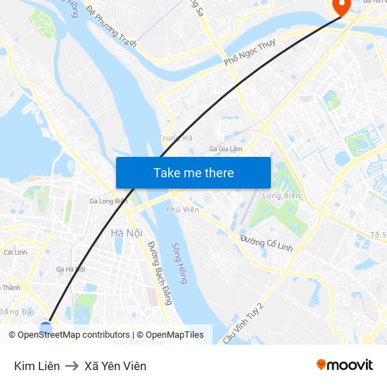 Kim Liên to Xã Yên Viên map